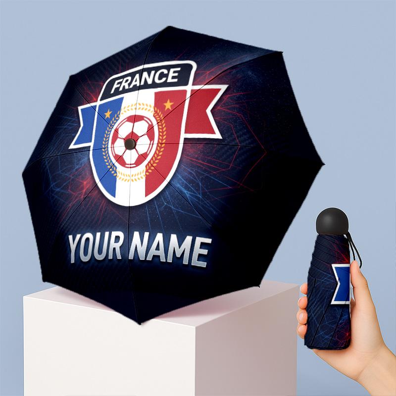 France national football team Manual Five Fold 8 Rib Umbrella Support Custom Text, Lightweight Travel Umbrella