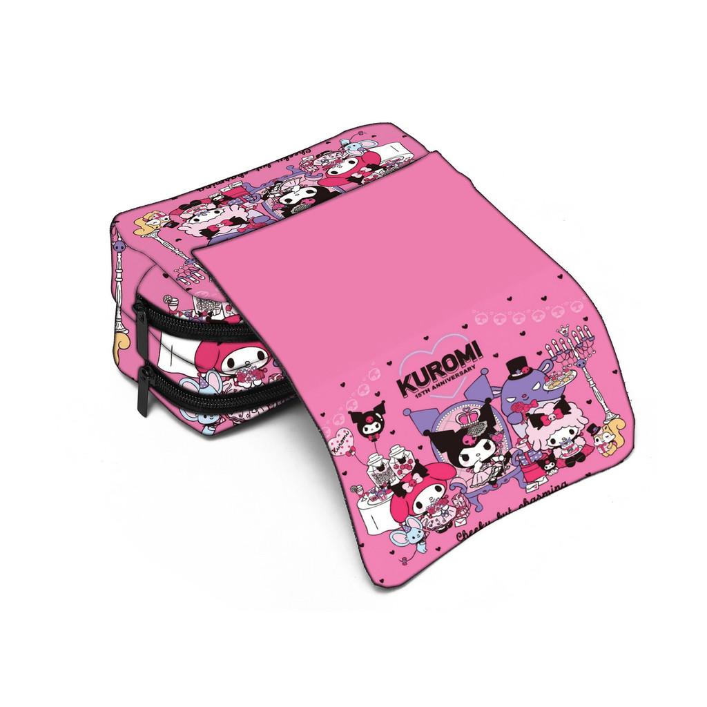 Kuromi Cute Twinzip Pencil Case With Polyester Material For Office And School