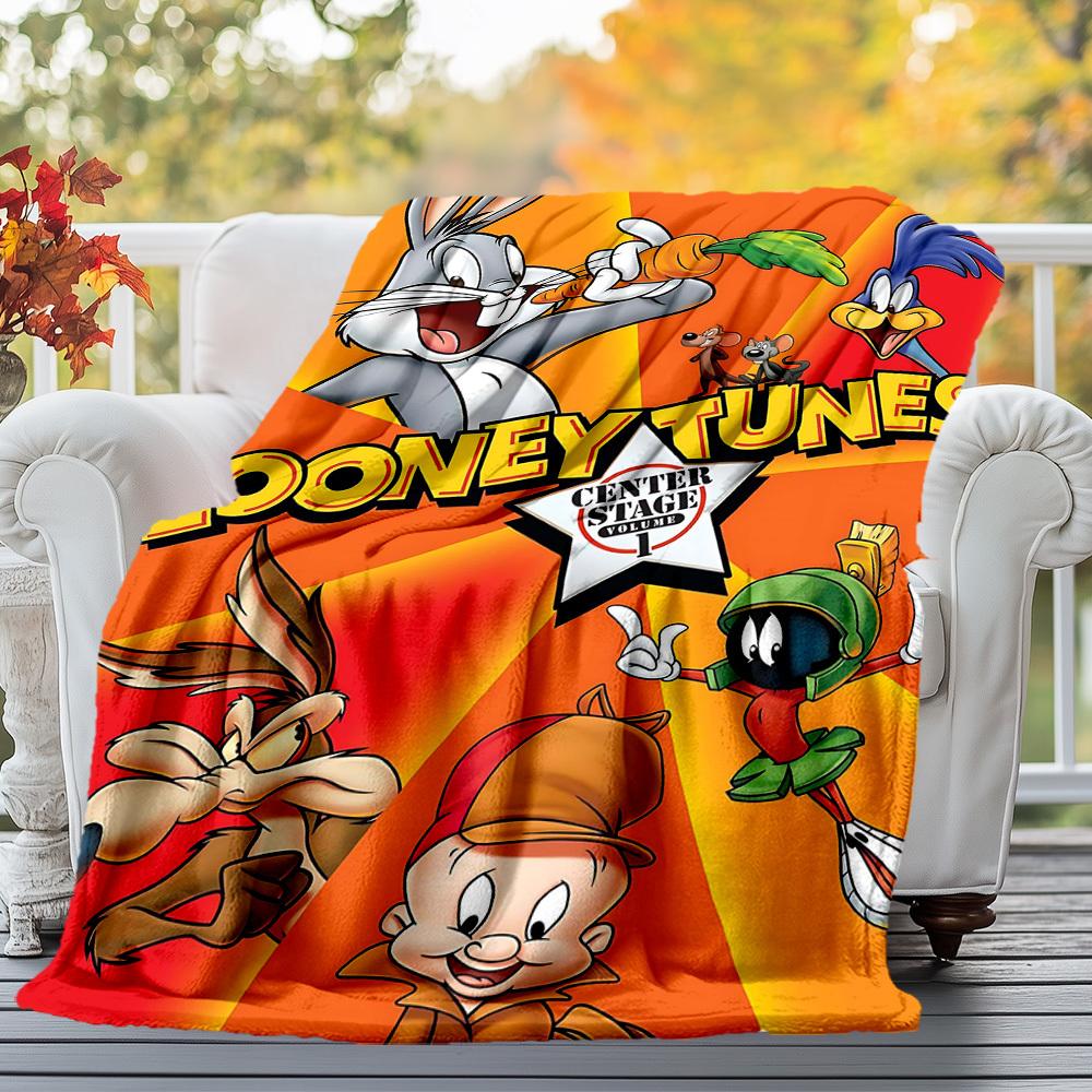 1 шт. Looney Tunes Center Stage Том 1Наружное фланелевое одеяло Мягкий плюшевый декор для пикников, кемпинга, Спальни, Игровой комнаты или Обеденного перерываn1200A