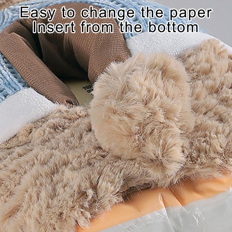 Plush Bear Shape Automotive Tissue Dispenser and Trash Can With Shake Proof Mounting and Leakproof Inner Container