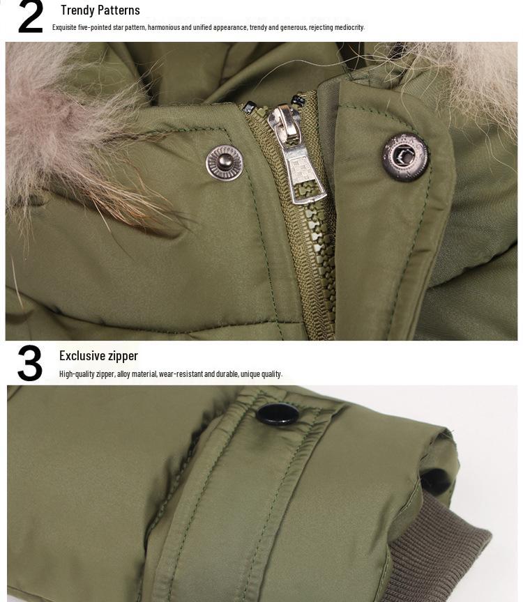 2023 Мальчиковая куртка средней длины с хлопковой подкладкой - Толстый, теплый пух для осени и зимы