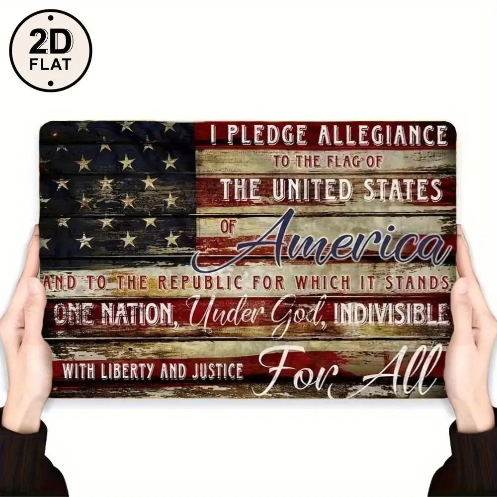 Vintage American Flag Metal Sign Patriotic Wall Decor for Home Garden Bar x Inch Aluminum Panel
