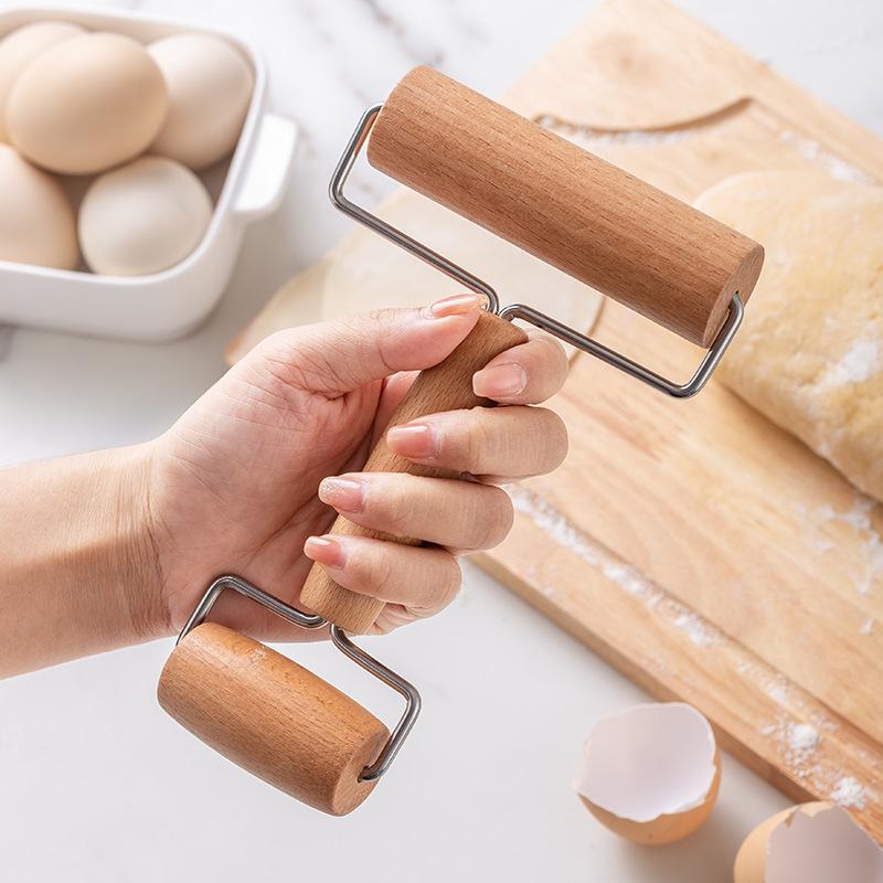 Double Dough Roller Pottery  Polymer Clay Rolling Pin Wooden Roller For Diamond Rhinestone Embroidery Art Hobby Supplies