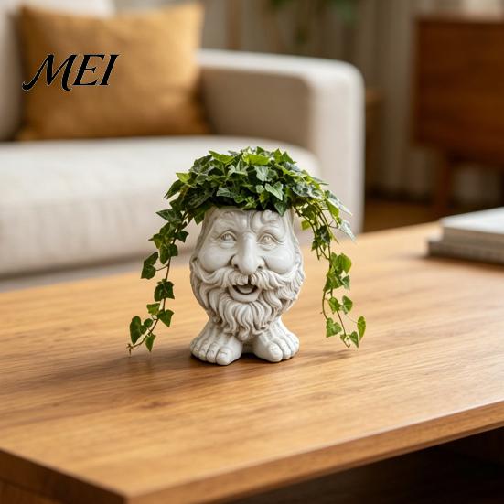 Unique Statue Planter Face Flower Pot, Head Funny Shape Personalized Plant Holder Statue, Cute Resin for Indoor Outdoor Plants Garden Decorations