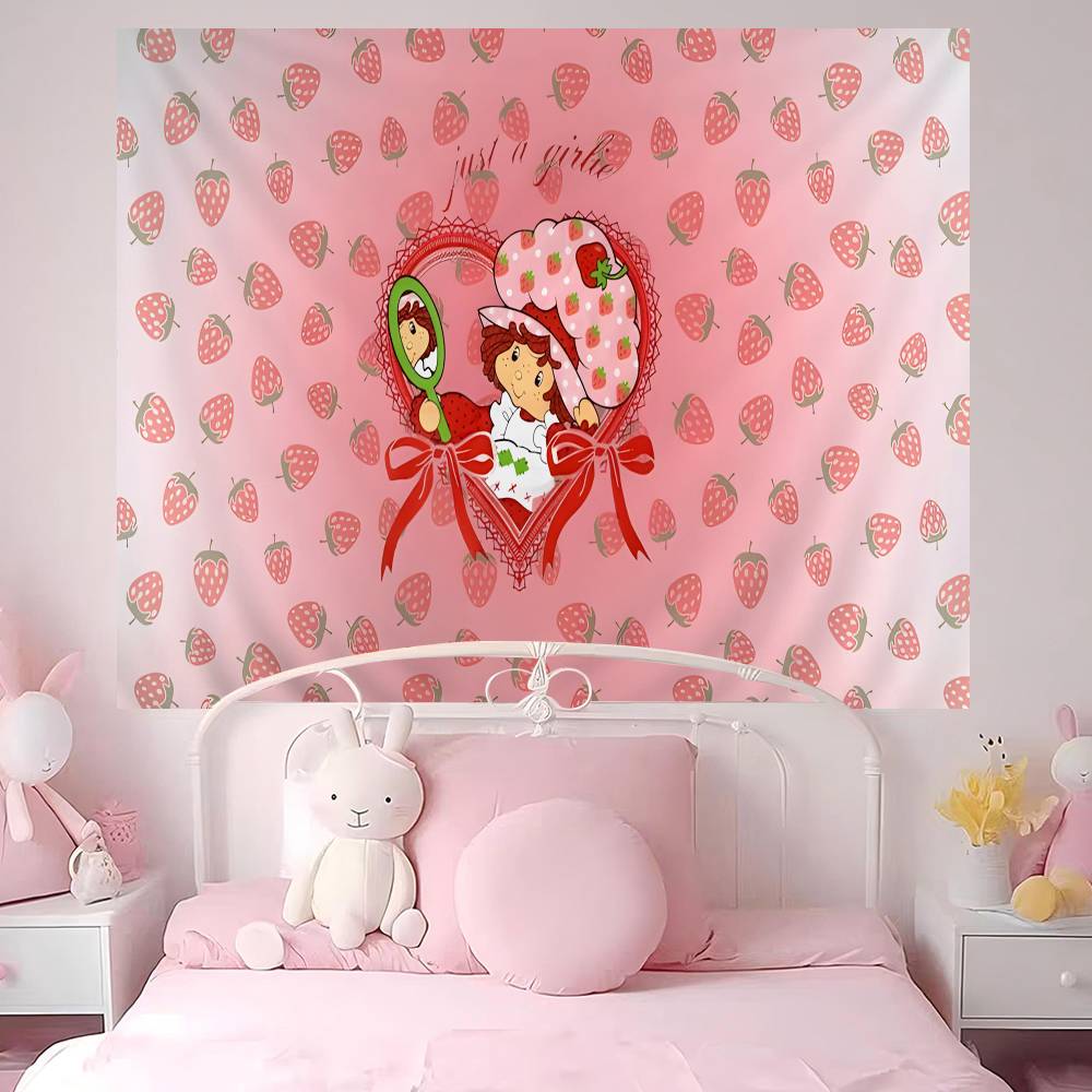 Classic Animation SStrawberry SShortcak Colorful Tapestry Wall Hanging Bohemian Wall Tapestries Mandala Wall Hanging Sheets