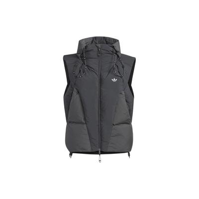 Originals X Hamcus Collaboration FW23 однотонный стеганый жилет с логотипом на молнии с завязками на шнурке унисекс жилеты черного цвета IX4345
