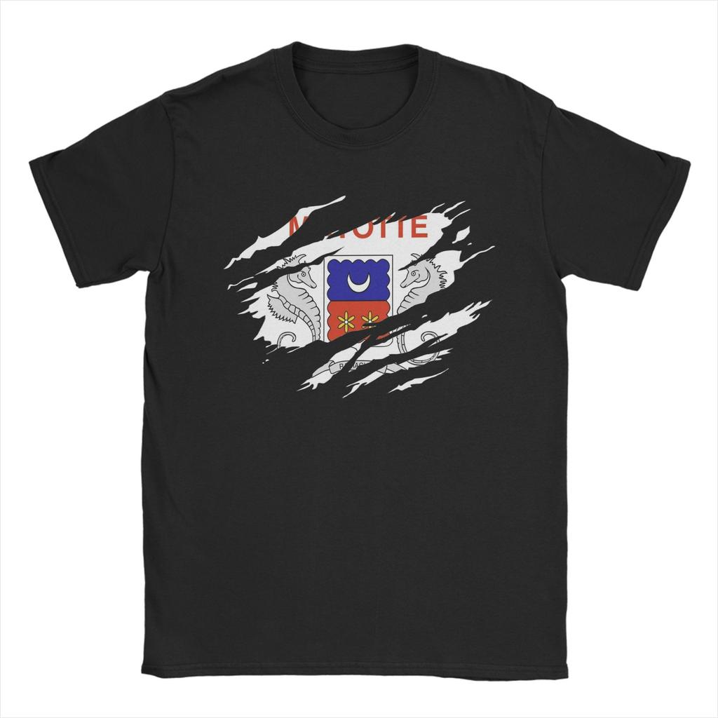 Mayotte flag T Shirts Unisexs 100 Cotton Novelty TShirt Crewneck Tees Short Sleeve Clothes Printed