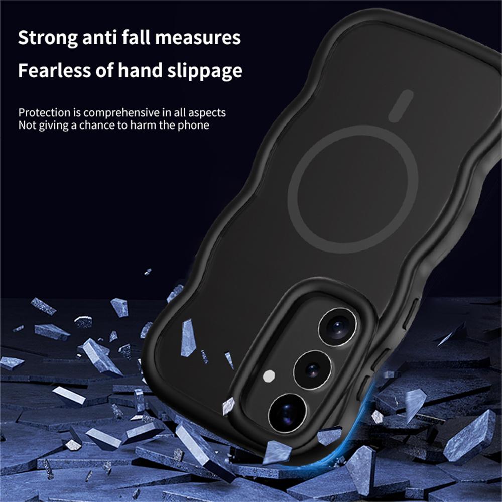 For Samsung Galaxy A16 5G/A16 4G Magnetic Case TPU + PC Phone Back Cover Skin Touch Wave Shape