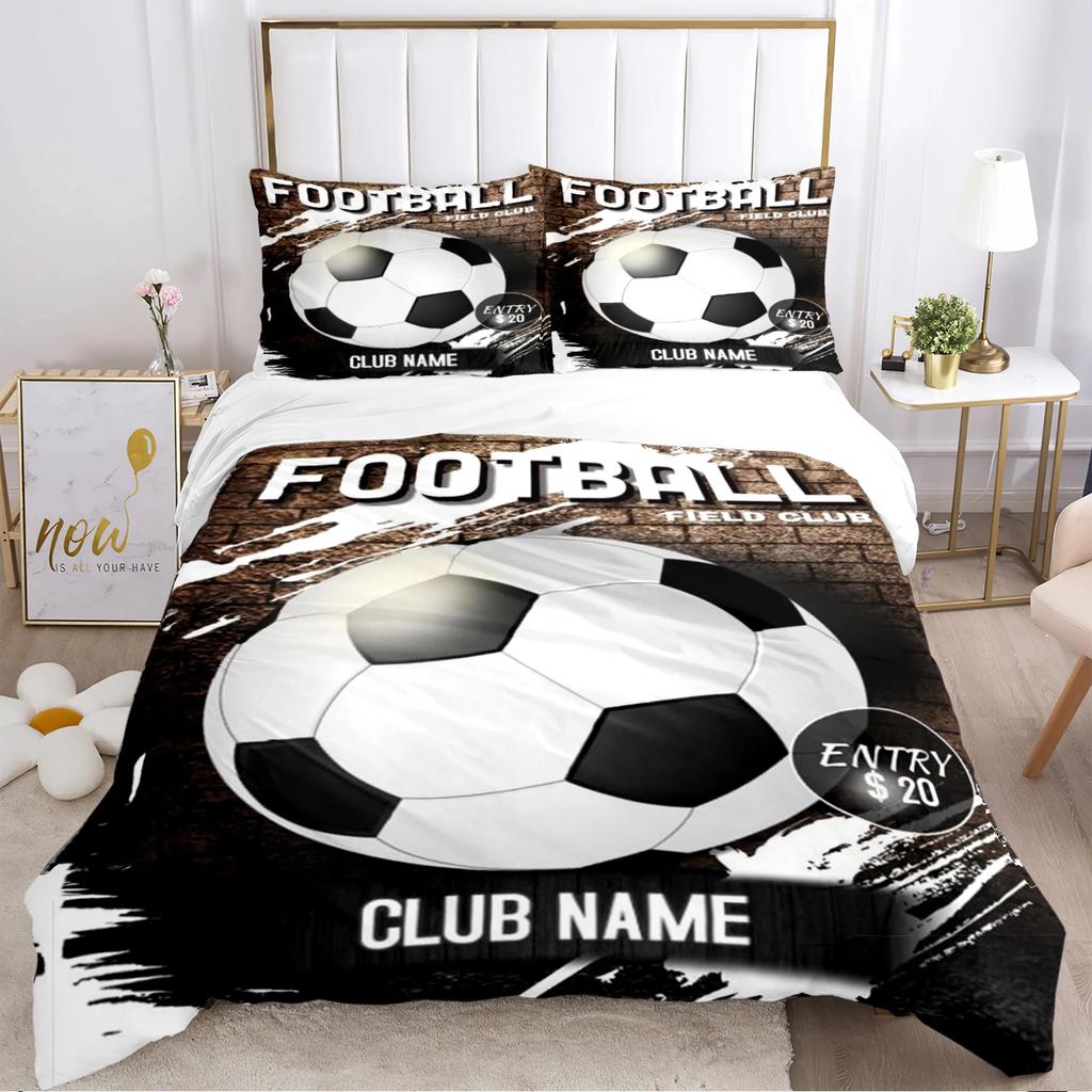 Мягкий комплект постельного белья с пододеяльником Футбол Мягкий теплый одеяло Комплекты постельного белья плюс наволочки для Teens, Односпальный/Двуспальный/Квин/Кинг Удобный пододеяльник Наволочка