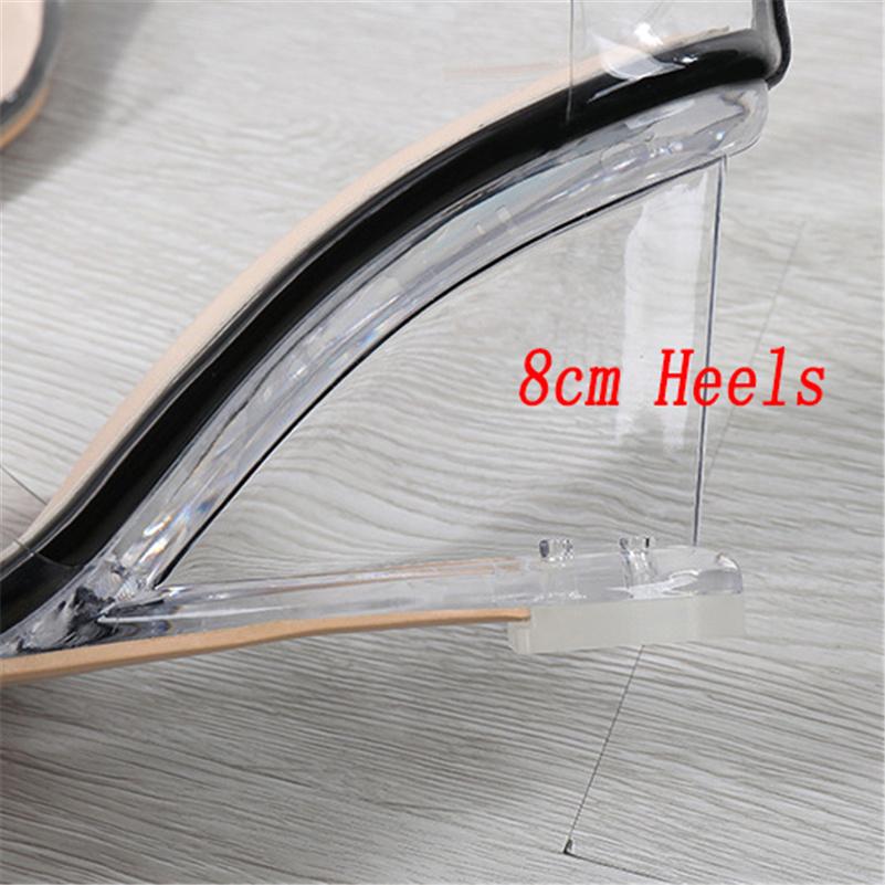 Женские фетиш-сандалии на высоком каблуке 8 см на танкетке и платформе, женские прозрачные босоножки из плексигласа на массивном каблуке, прозрачные туфли для ночного клуба