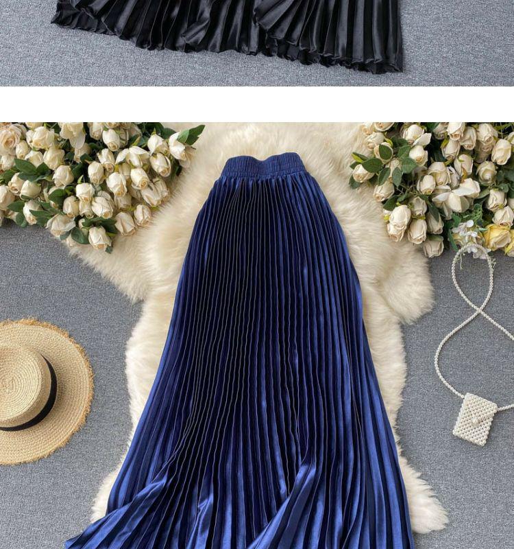 «Женская блестящая плиссированная юбка макси в стиле ретро 2024 года»: Высокая талия, облегающий крой, на весну и лето».