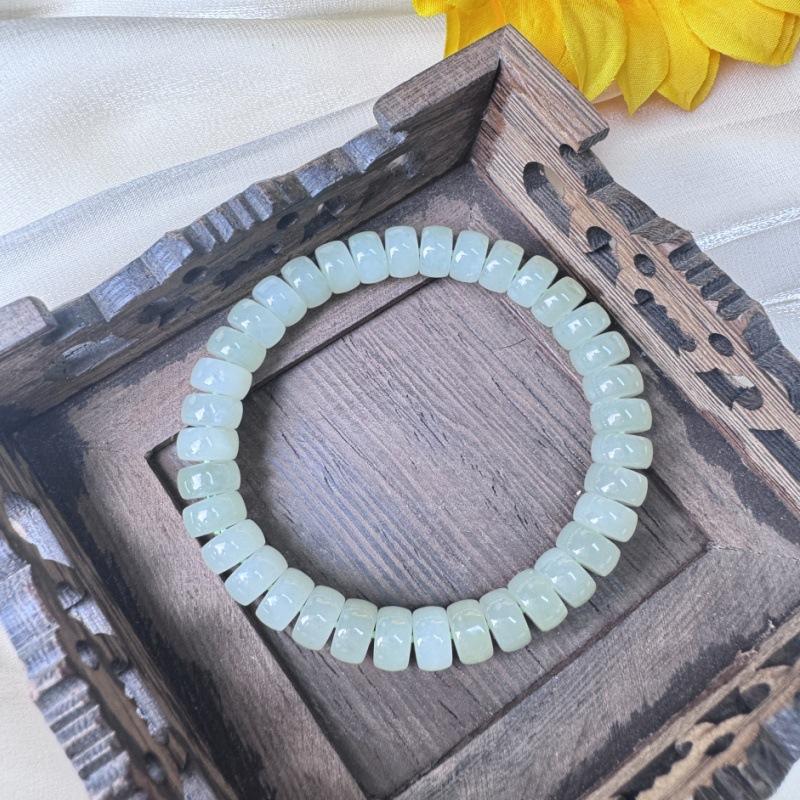 Natural Hetian jade separator pieces in clear water green and ice clear white diy Bracelet abacus beads, spacer beads, star and moon Bodhi beads