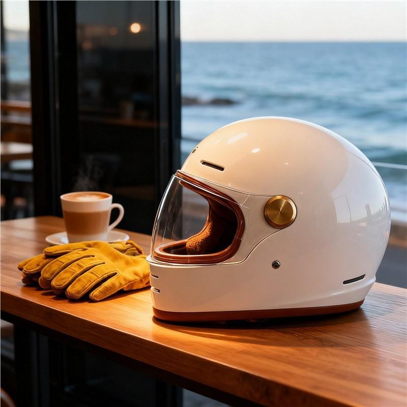 3C Certified Retro Motorcycle Full Face Helmet Men Women Cruiser ABS All Season