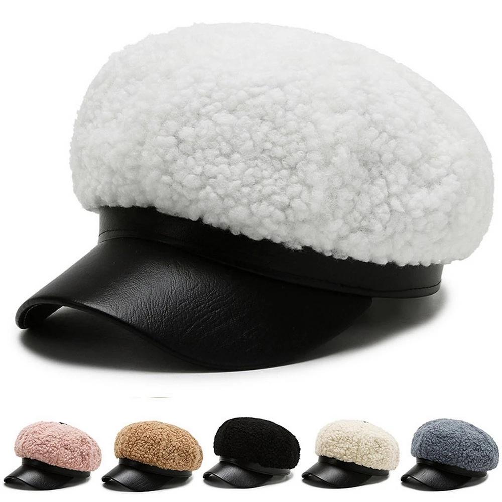 Женский берет, осенне-зимняя восьмиугольная шапка для женщин, кашемировая кепка газетчика, теплая кепка в британском стиле