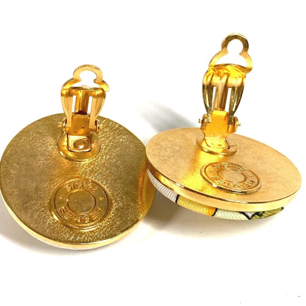 HERMES vintage All-over print round logo Accessory Jewelry Earrings