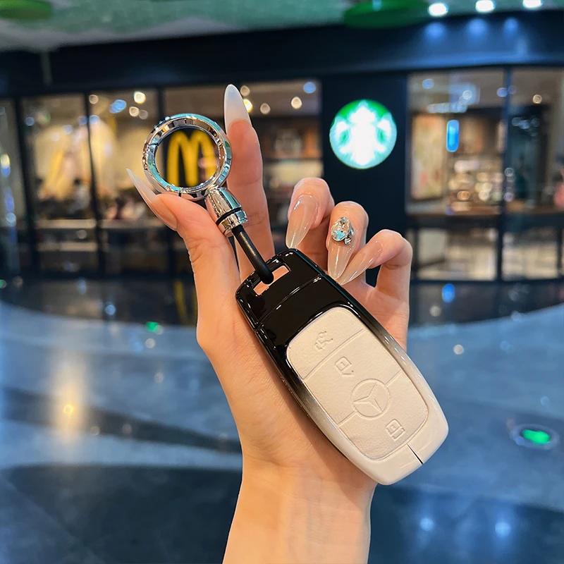 QOK3 For Mercedes Benz A C E S G Class GLC CLA GLB 200 2024 CLE W205 W213 W222 Car Key Fob Case Cover Shell Protector