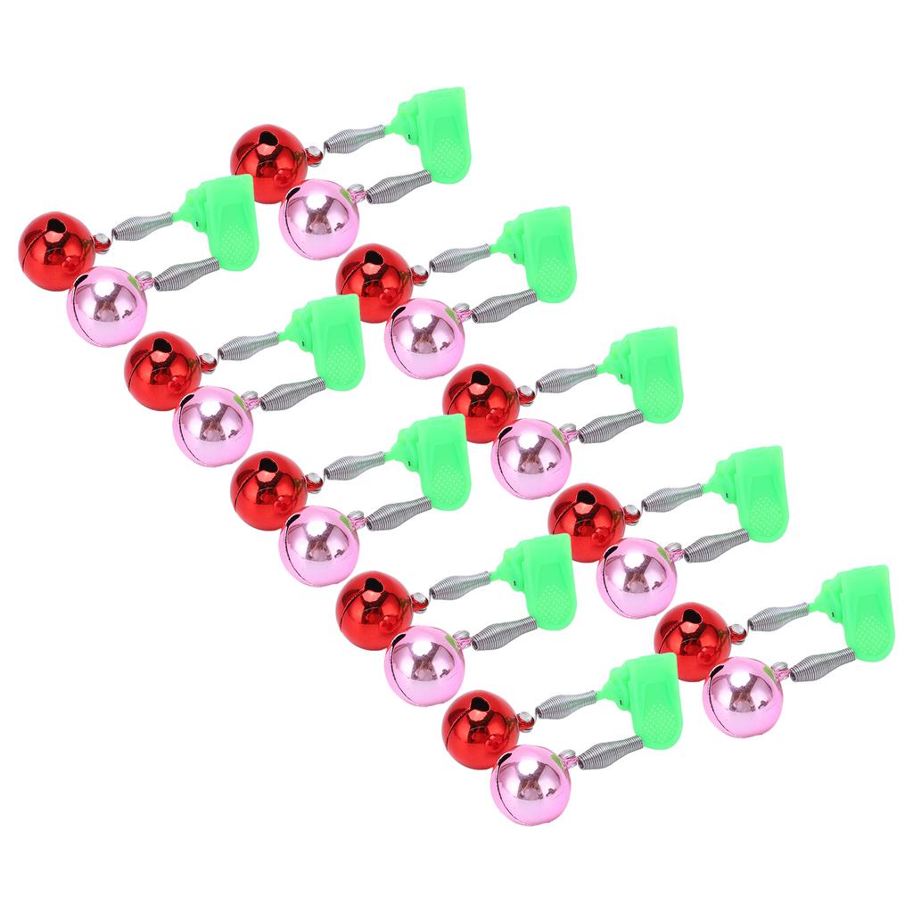 10 Pcs Fishing Rod Alarm Dual Alert Bells Fishing Bells Clips with 2 Holes of Different Sizes for Night Fishing