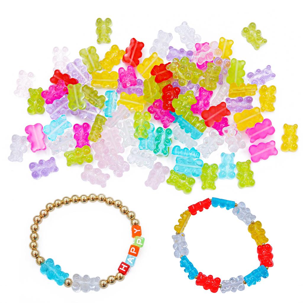 1000Pcs Resin Candy Bear Charms Beads for DIY Necklace Bracelet Earrings Jewelry Making