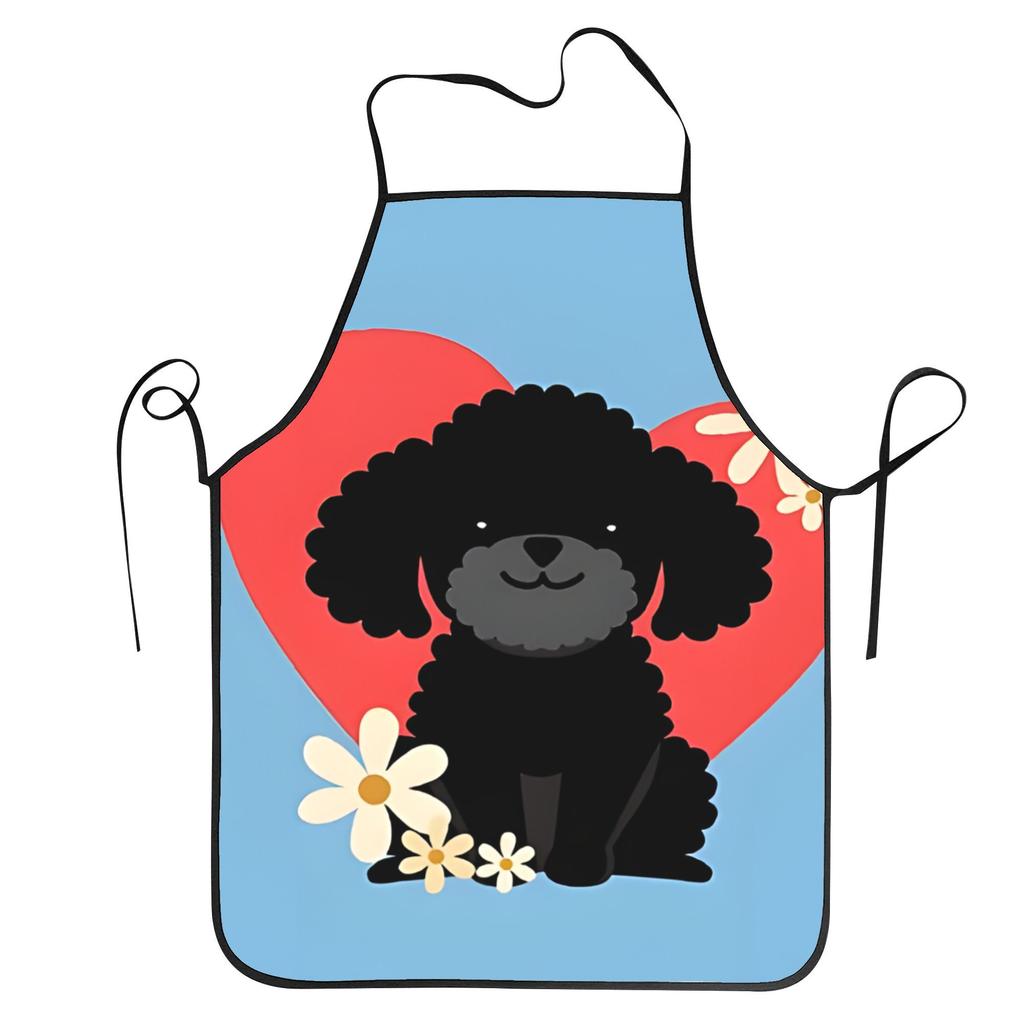 1pc Cute Toy Poodle Apron with Bib - Adorable Black Poodle Chef Apron Suitable for Adults, Unisex Kitchen Cooking & Costume Parties, Bib Apron for Pet