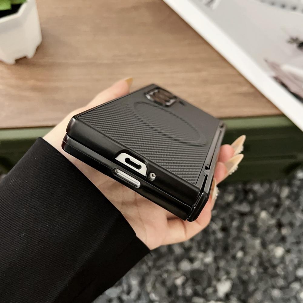 Роскошный магнитный чехол-книжка из углеродного волокна для Samsung Galaxy Fold 7 6 5 4, с поддержкой беспроводной зарядки, жесткий/мягкий силиконовый бампер