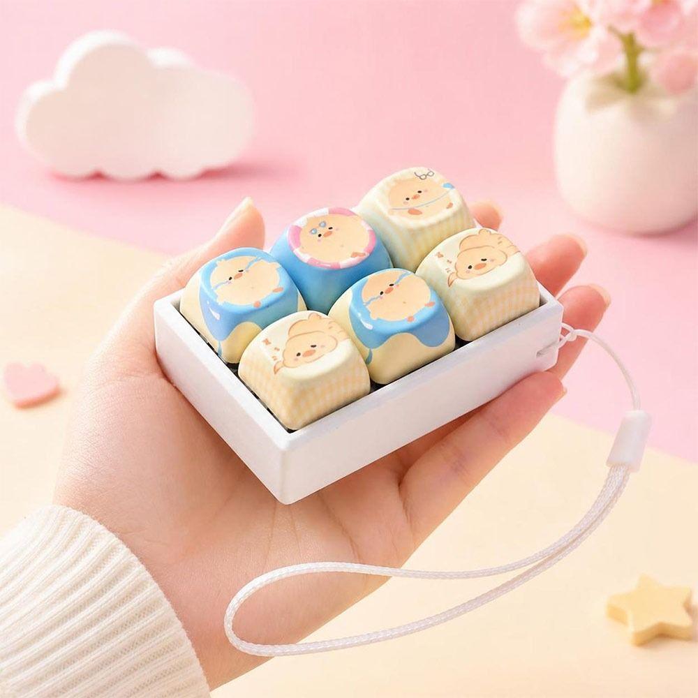 Cute Animal Shape Fidget Keychain Push Button Button Keycap Keychain Kids Adults