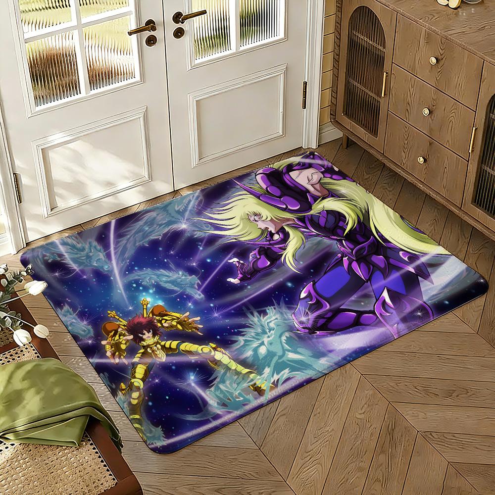 Saint Seiya Floor Mat Soft Thickened Absorbent Non-Slip Bedroom Living Room Door Mat Home Decor Flannel Rugs