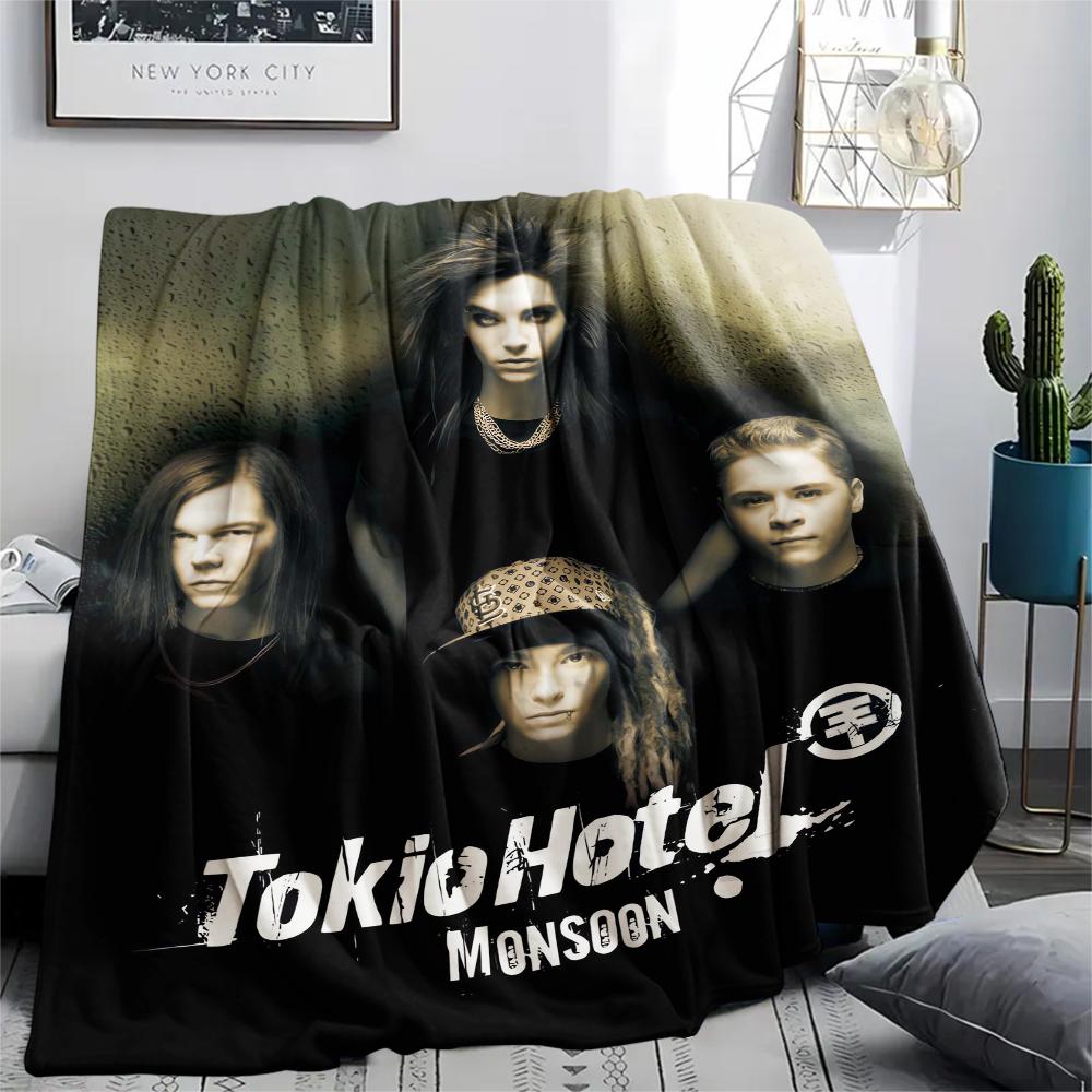 1Pc TH Band Print Flannel Blanket, High quality Comfortable for All Seasons, Home Decor, Warmth and Comfort, Perfect for Christmas Gifts