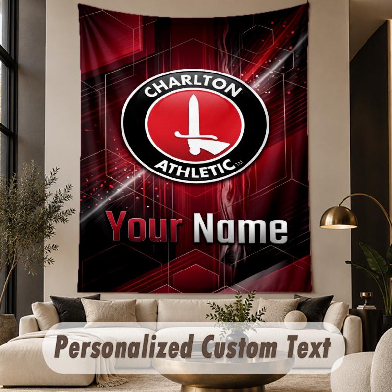 Custom Text Tapestry Charlton Athletic Print Wall Tapestry Indoor Living Room Wall Decor