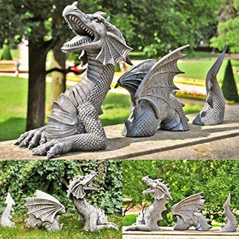 Скульптуры дракона, гигантская скульптура на лужайке из смолы, готическая фэнтезийная фигурка дракона, художественный сад, патио, лужайка, статуи, украшение