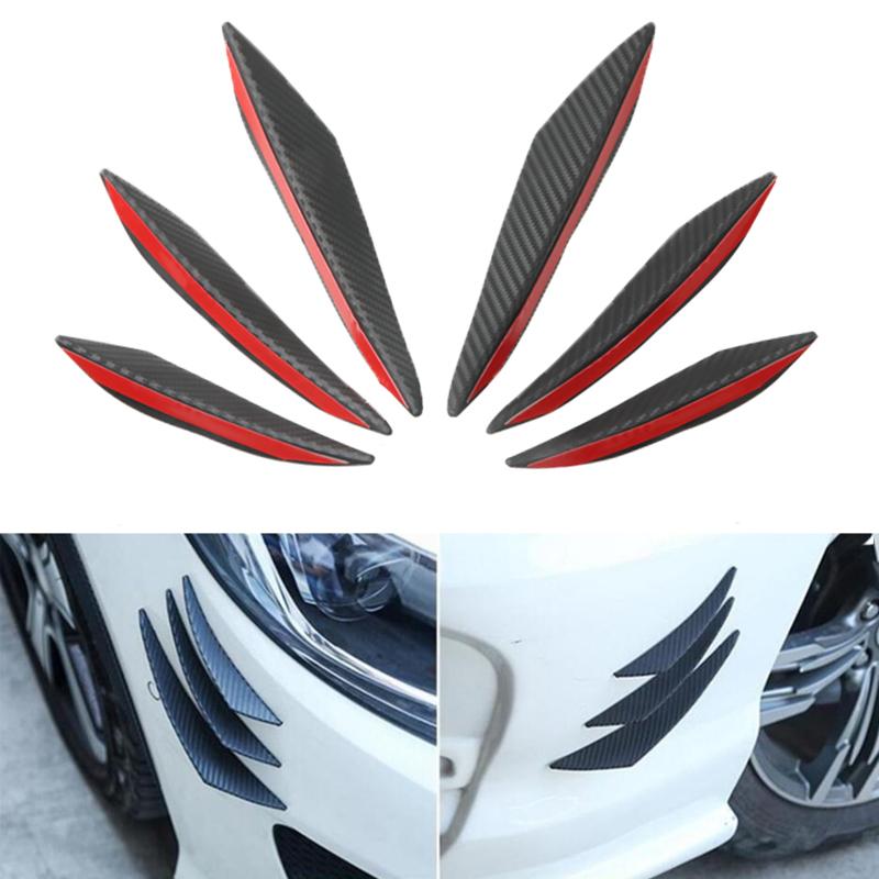 6 шт./комплект Универсальные автомобильные сплиттеры-крылышки для бампера Черный Карбон Передний бампер Губа Разделитель Ребро Воздушный Летающий Спойлер Аксессуар для комплекта кузова автомобиля