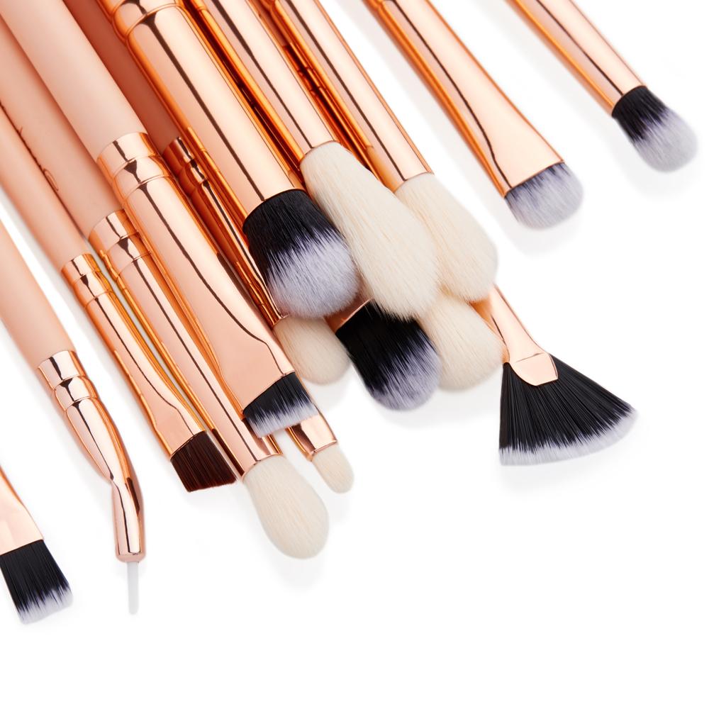 Набор профессиональных кистей для макияжа, 15 шт (Peach Puff/Rose Gold)