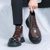 High Top Martin Boots British Style Men's Shoes Versatile Tooling Shoes Medium Top Short Boots Casual Trend Motorcycle Leather Boots Men