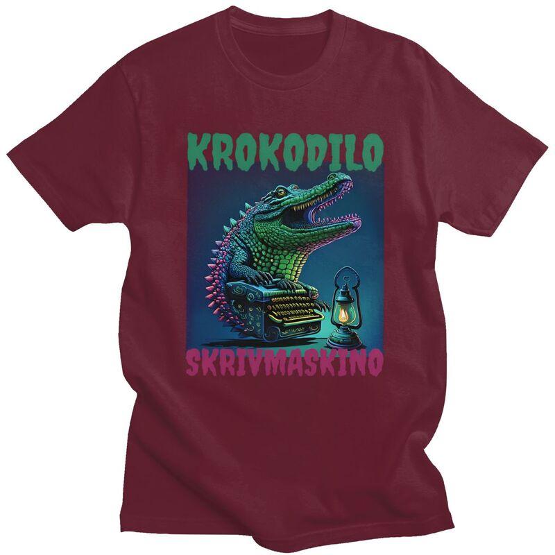 Mens Krokodilo Skrivmaskino Funny Swedish Brainrot Meme T Shirts Short Sleeve 100 Cotton TShirt Loose Fit Summer Tyle Clothing