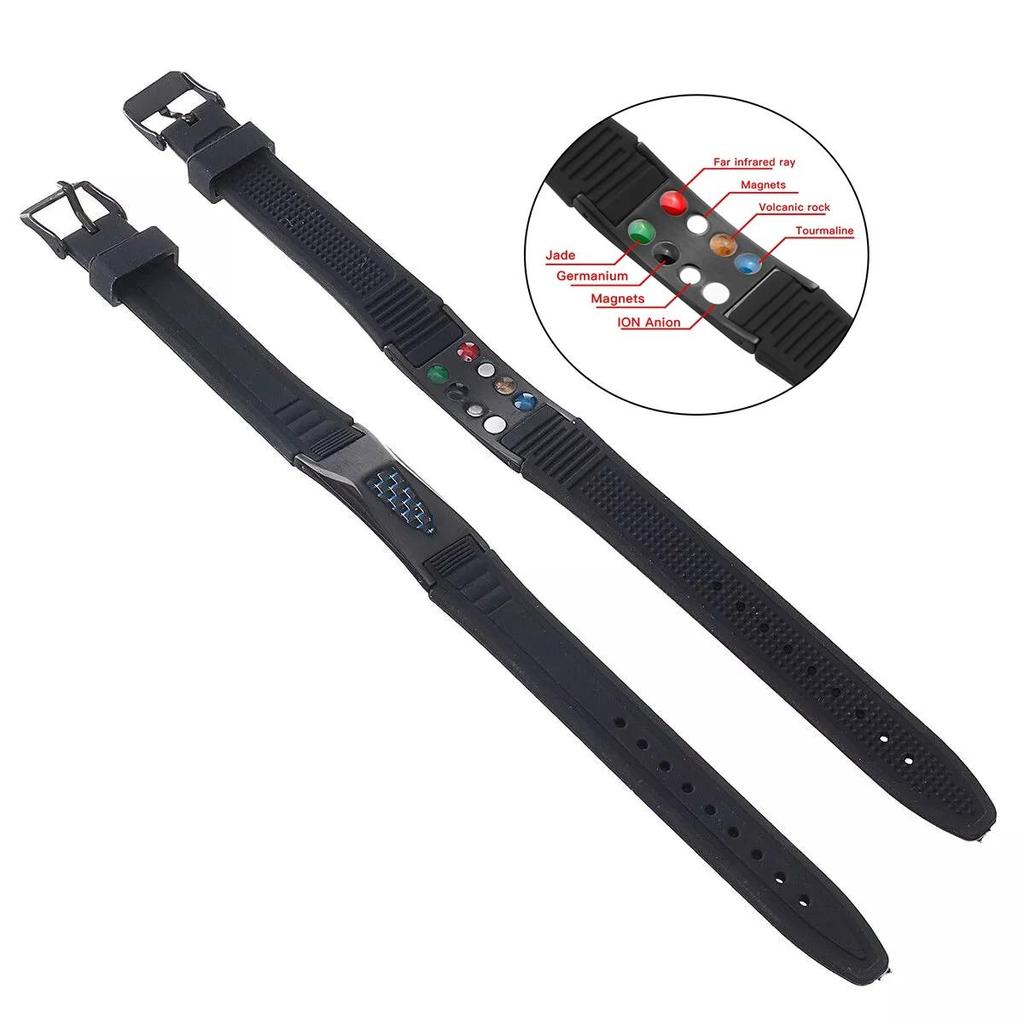 7 In 1 Titanium Silicone Magnetic Energy Armband Power Bio Bracelet Health Pain Relief Magnet Therapy Bracelet Bangle 3000 Gauss