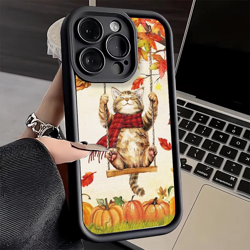 Чехол для телефона iPhone 17 Air 16E 15 16 Pro Max Тыква Счастливая Осень Осенний Чехол 14 Plus 13 12 Mini Мягкий Силиконовый Fundas