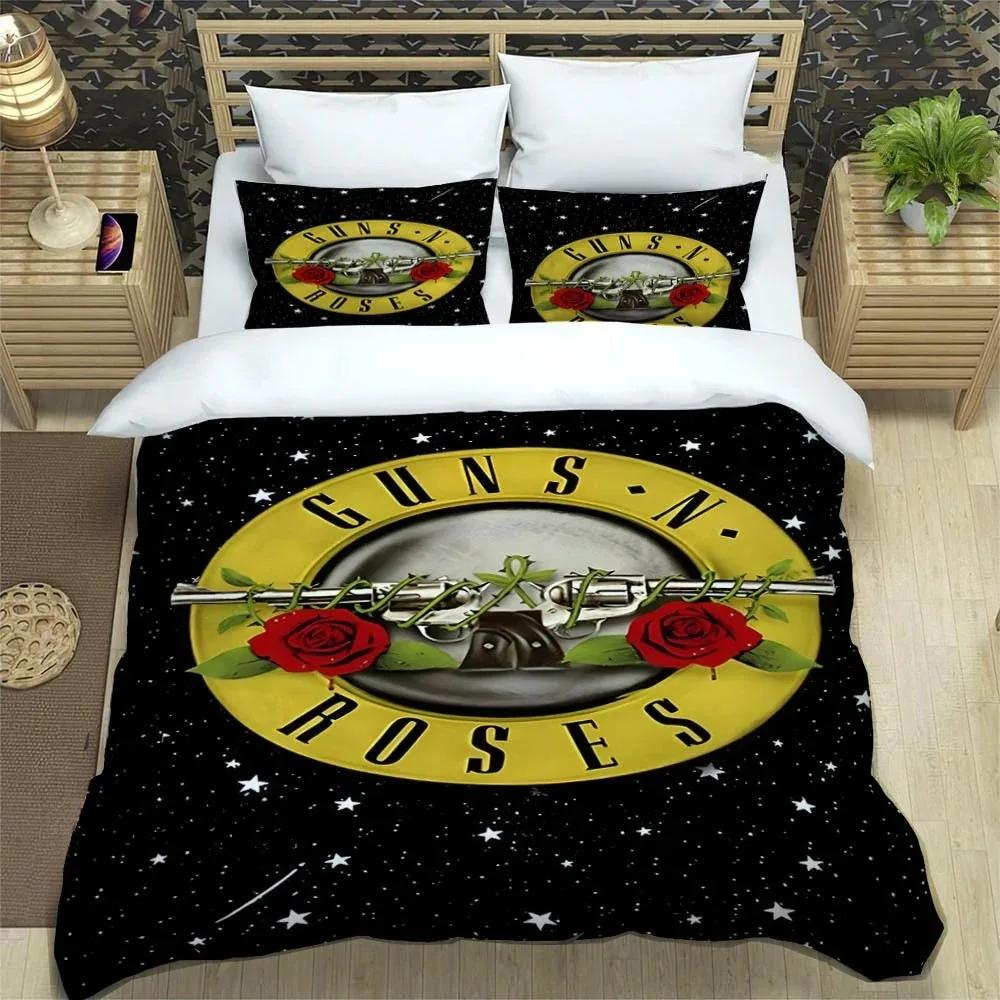 Rock Band Guns N' Roses  Comfortable Duvet Quilt Cover Pillowcase Bedding Set Children Bedroom Decoration Home Textile
