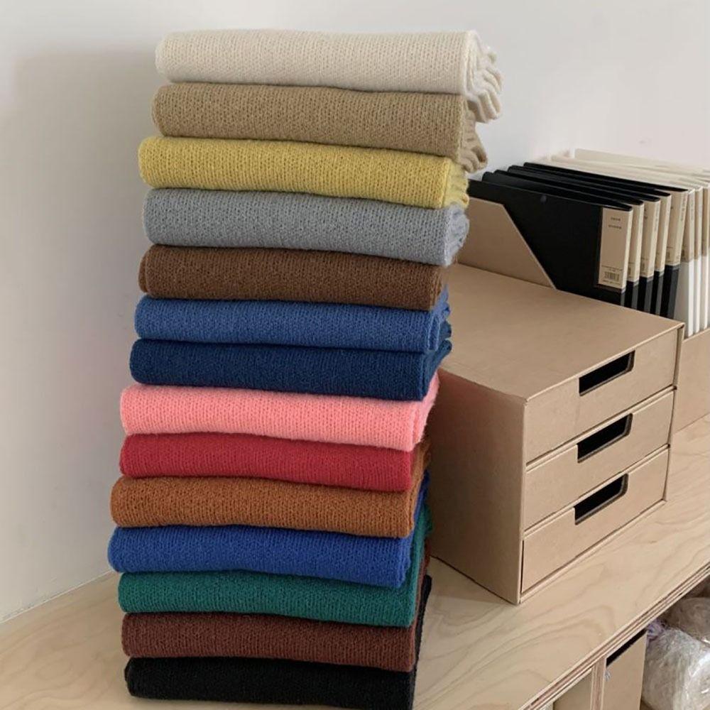 Solid Color Cross Scarf Thicken Neckerchief Winter Warm Neck Warmer Women