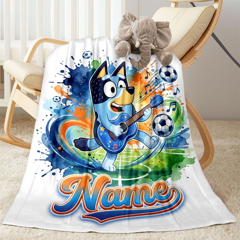 Bluey's Paw Patrol Adventure Customize Text Blanket Cozy Personalized Blanket Durable Comfort Great for Bedding Nap Bed Livingroom