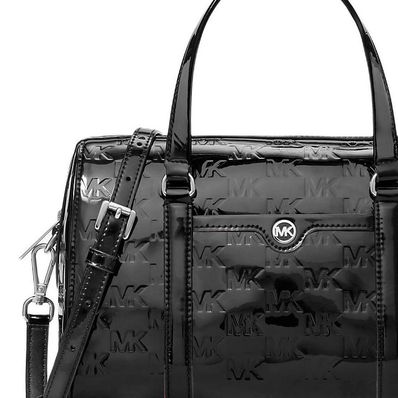 Michael Kors Сумка-тоут на плечо Jet Set с тисненым логотипом из полиуретана, средняя, женская, черная