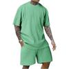 Outfits Mans Piece Summer Two Of Short Sleeve Crewneck Tshirt And Drawstring Casual Track Shorts Fashion Solid Color Soft Suit