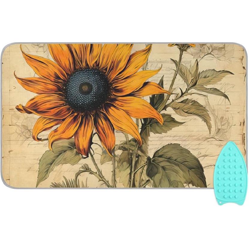 Коврик для глажки для стола Портативное дорожное одеяло для глажки Чехлы для гладильной доски Коврик для прессования Подушки для термопресса 27,6x47,2 дюйма Серые цветы