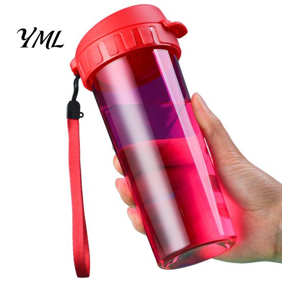 Cute Office Desktop Cup Transparent Water Cup, Portable Plastic Bottle, with Strap Reusable Handle, Clear Heat-resistant Drinkware, for School