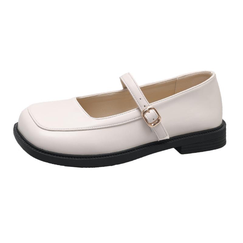 Мэри Джейн туфли с мелким вырезом на плоской подошве с квадратным носком маленькие кожаные туфли женские новая обувь лето с юбкой
