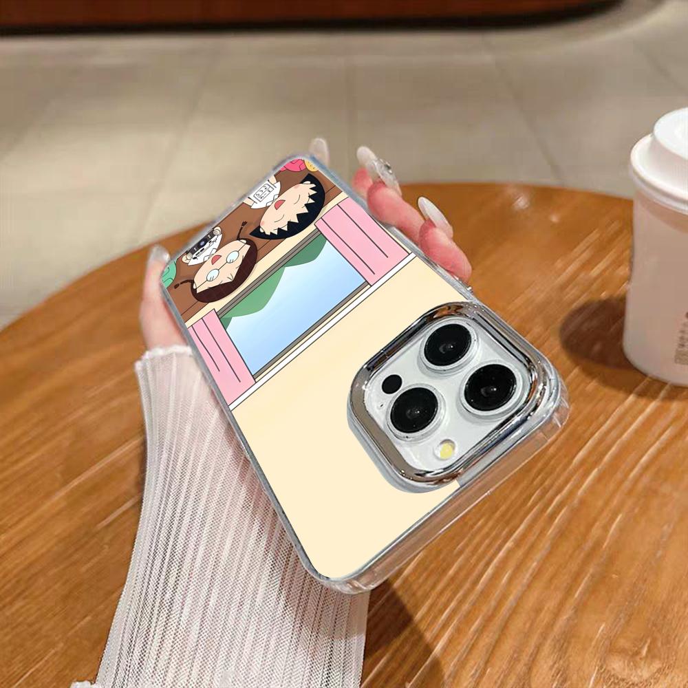 Cute Chibi M-Maruko C-Chan Phone Case For Iphone 17 16 15 14 13 12 11 Pro Max Xr Air Plus Silicone Cover Silver Hard Shell Cove