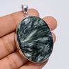 Amazing Top Grade Qualite 100% Natural Seraphinite Oval Shape Ethnic Style Handmade Jewelry 925 Steling Silver Plated Pendant 2" WSJ-4940