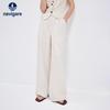 Navigare Women's Old Money Style Linen Wide-Leg Trousers