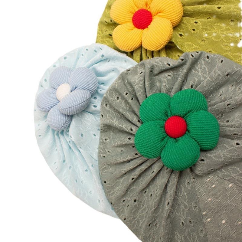 Autumn new children's hole pattern hat, baby breathable flower pullover hat, baby hat