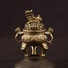 Antique Brass Three Legs Qilin Head Chinese Ancient Beast Censer Solid Copper