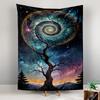 "Cosmic Spiral Tree Design in Starry Sky Patterned tapestry for bedroom and living room home decor"