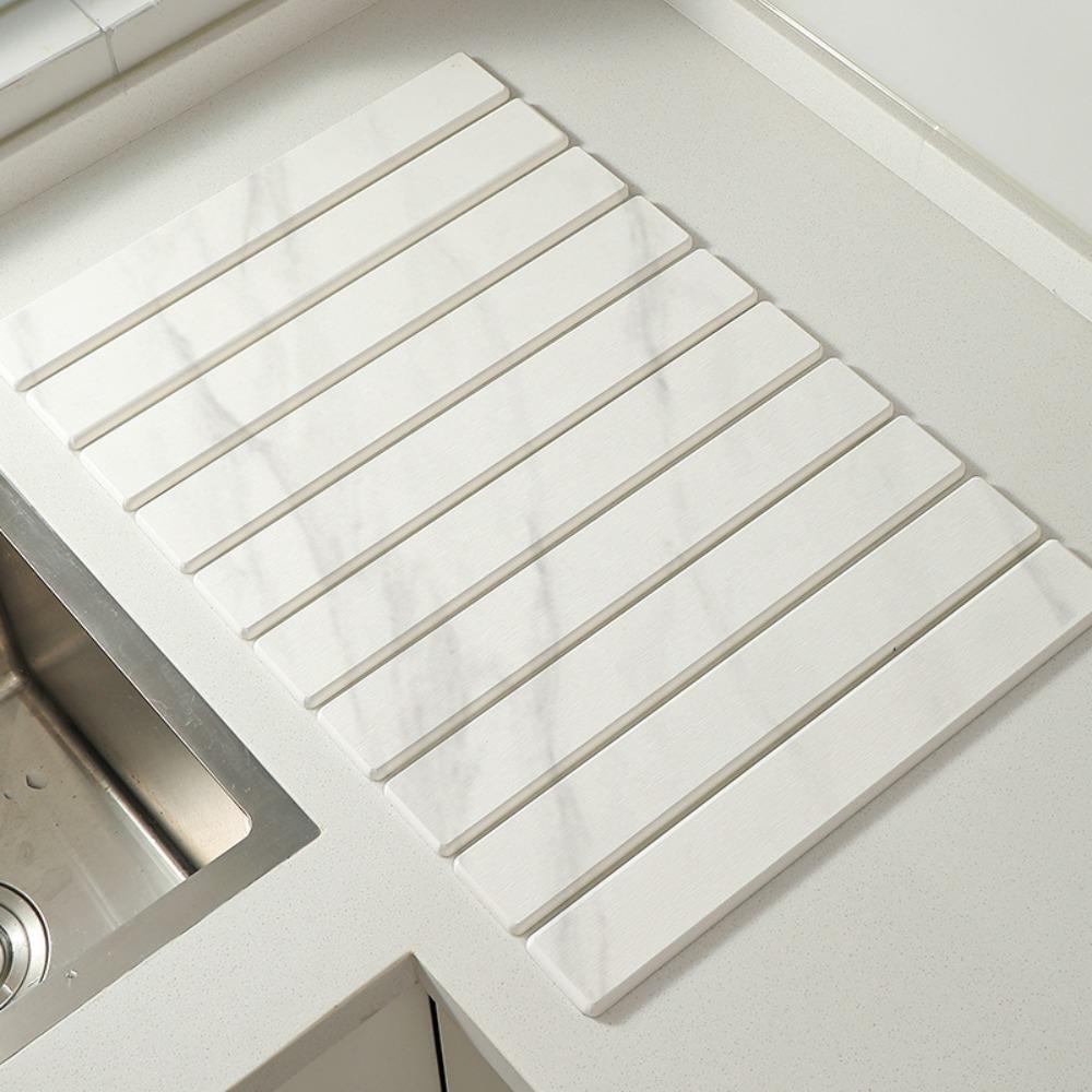 Foldable Dish Drainer Mat Absorbent Placemat Bathroom Rug Stone Dish Drying Mat Sink